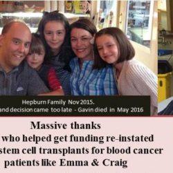 2nd Stem Cell Transplants Funding Re-instated Thanks to Your Support!